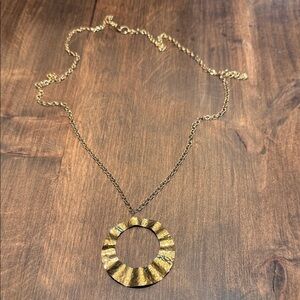 Gold Textured Pendant Necklace